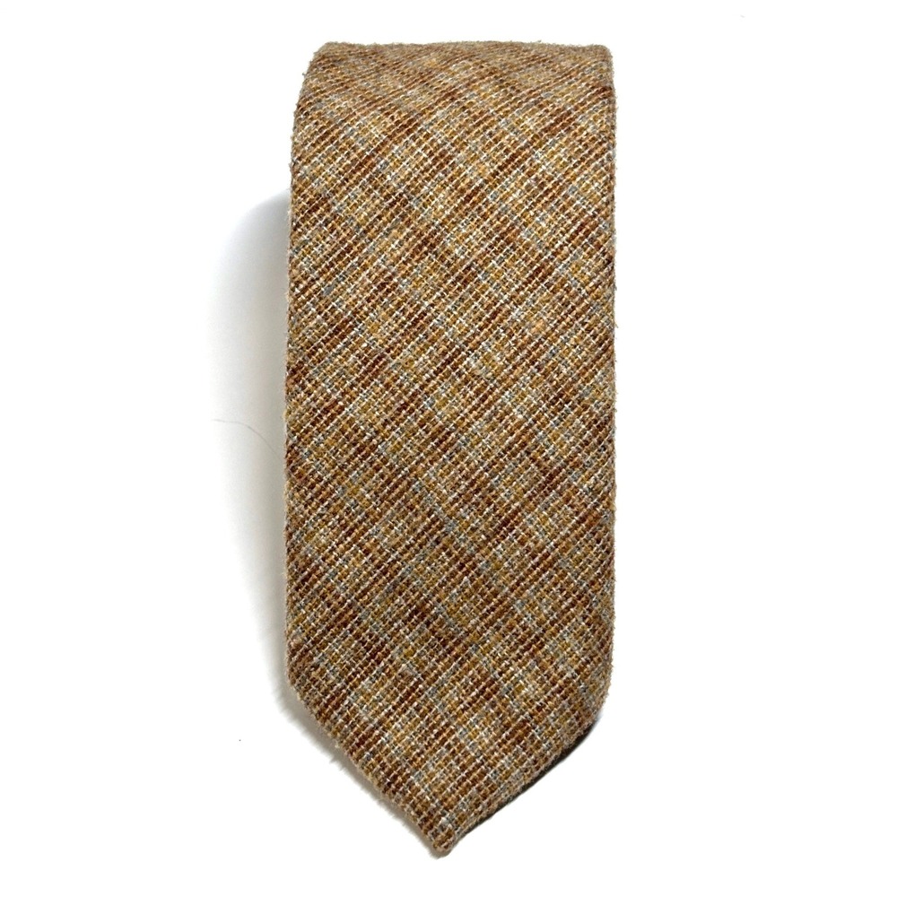 Vintage Necktie Mens 2.75" Brown Tweed Wool Blend Textured Skinny Heritage